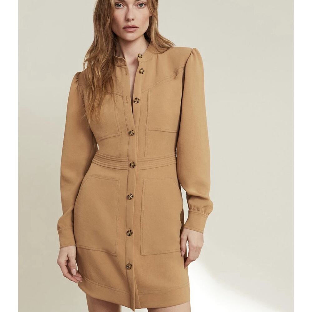 Veronica Beard Mayrin Button-Front Shirtdress Sz 6 Sold Out Safari